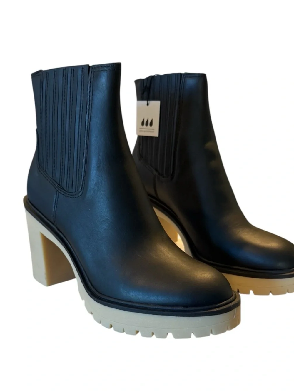 Dolce Vita Caster H2O Black Leather Waterproof Lug Sole Boot 8.5 NIB